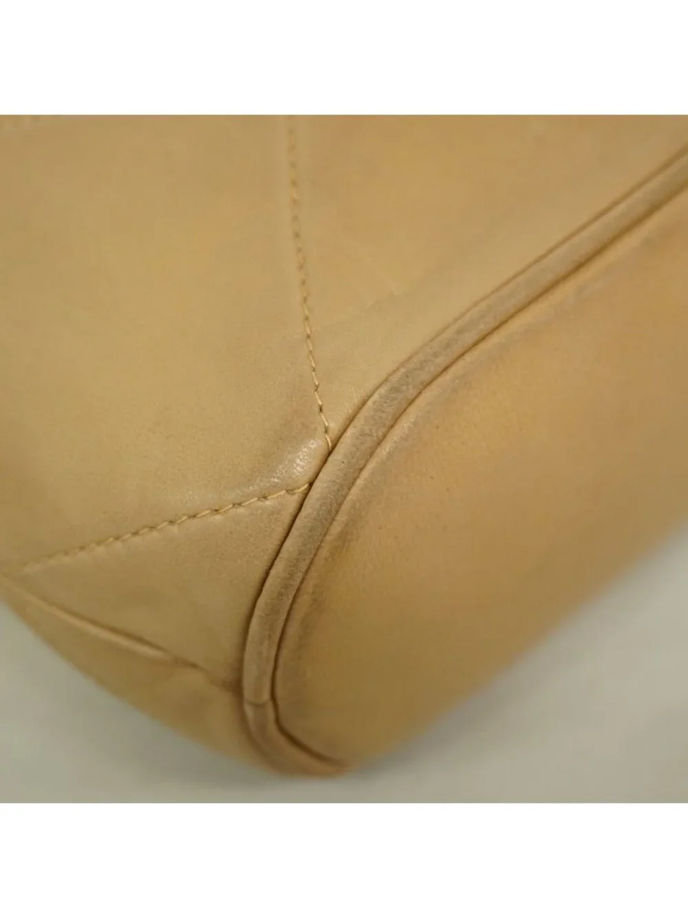 Chanel Shoulder Bag Lambskin Beige Gold
